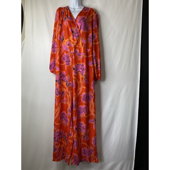 Boohoo Pants - Boo Hoo Womens Wide Leg Jumpsuit Size 14 Easter Wedding Guest Tropical Coastal